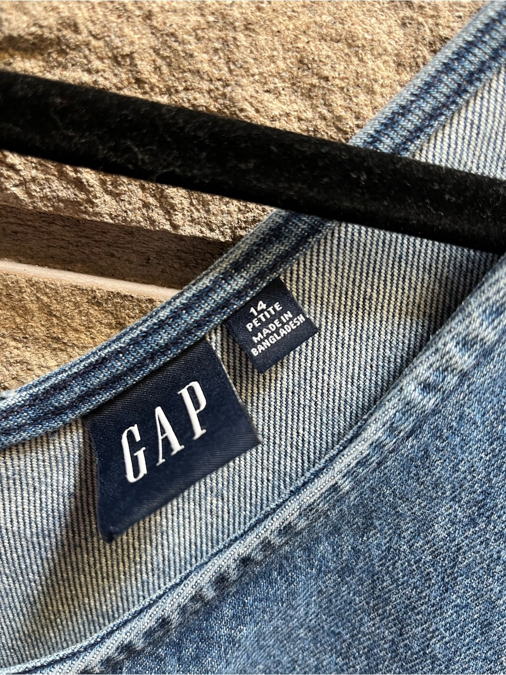GAP Indigo Blue Denim Scoop Tank Dress Pockets Jumper Size 14 Petite - Picture 5 of 10